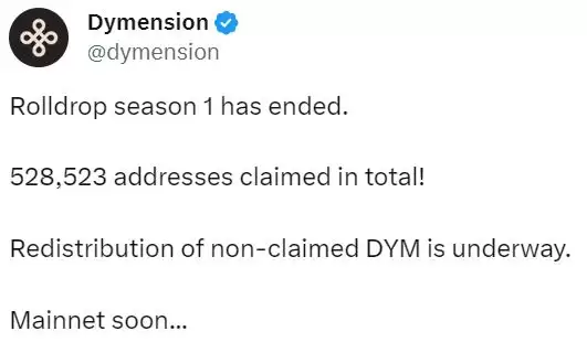 主网上线在即,空投近53万地址:Dymension今年真的要火？