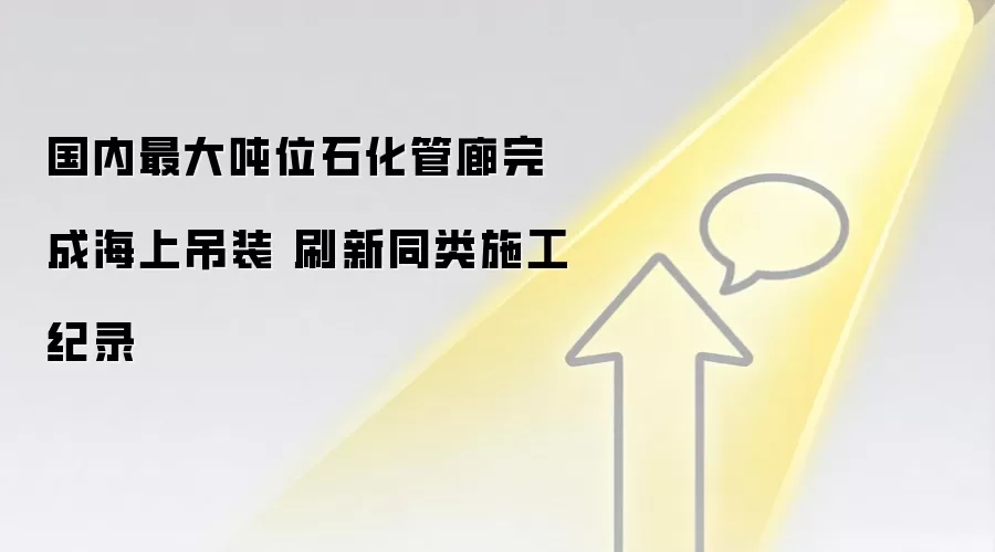 国内最大吨位石化管廊完成海上吊装 刷新同类施工纪录
