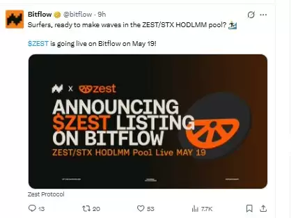 Bitflow上线Zest Protocol(ZEST)币