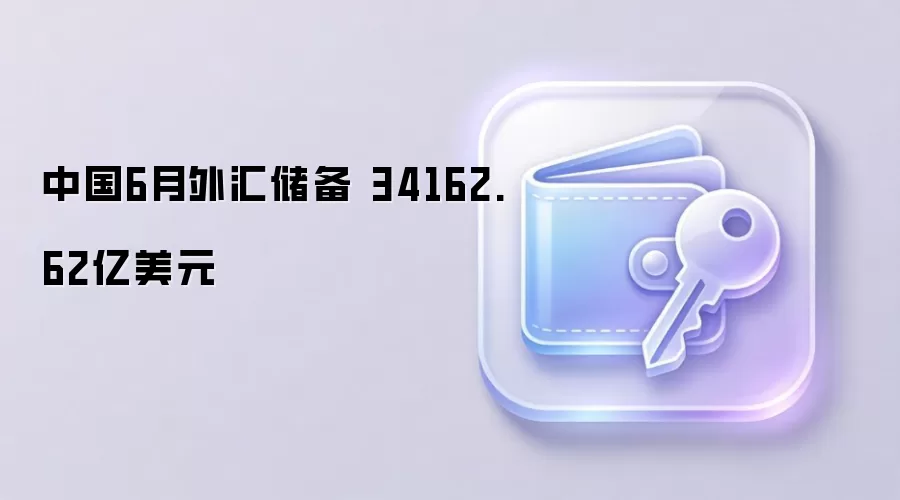 中国6月外汇储备 34162.62亿美元
