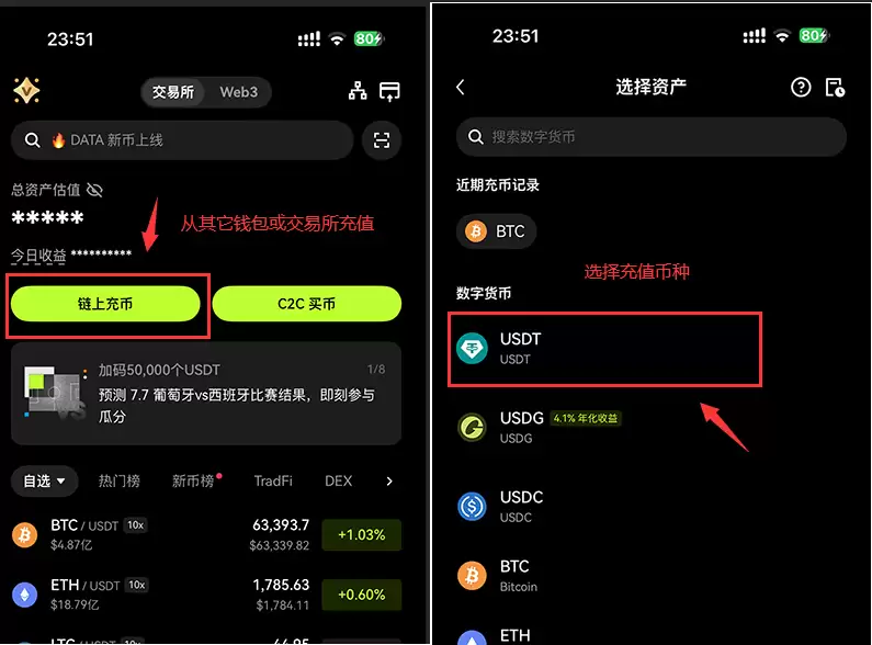 将wallet里的usdt转到交易所的详细流程