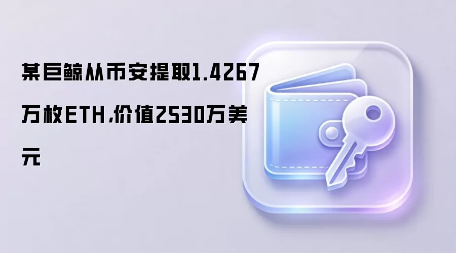 某巨鲸从币安提取1.4267万枚ETH,价值2530万美元