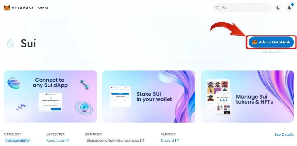 如何将Sui添加Sui MetaMaskwallet？