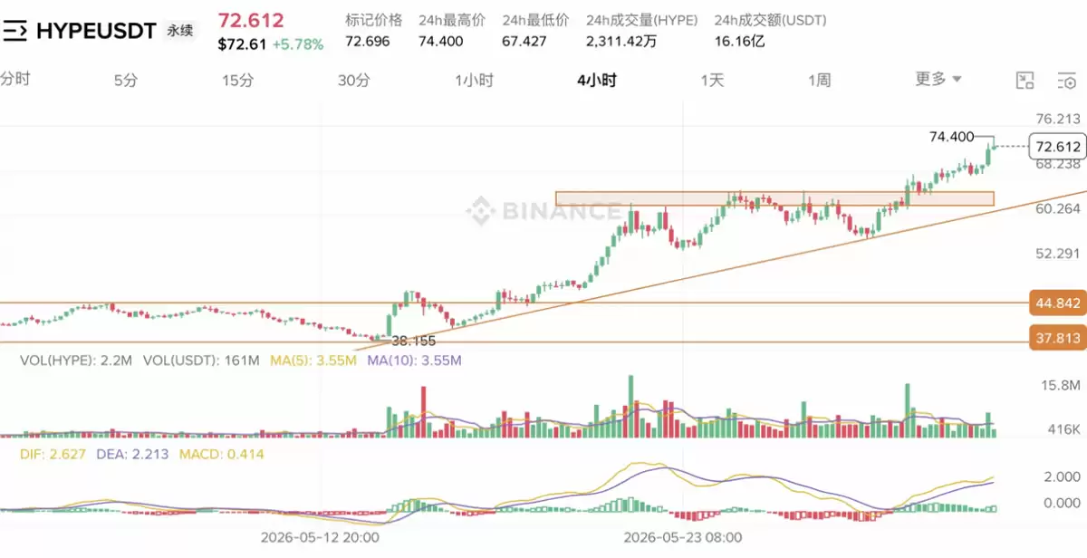 HYPE市值超越狗狗币,跻身全网第十大市值加密货币