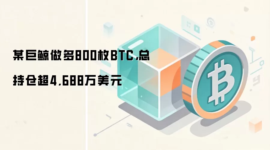 某巨鲸做多800枚BTC,总持仓超4,688万美元
