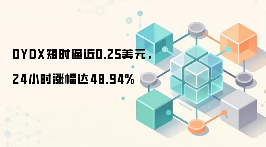 DYDX短时逼近0.25美元，24小时涨幅达48.94%