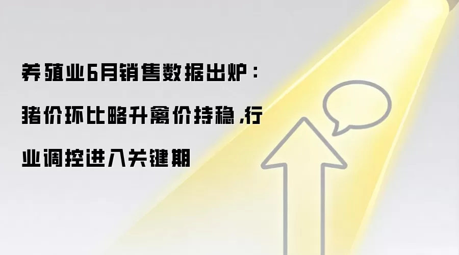 养殖业6月销售数据出炉:猪价环比略升禽价持稳,行业调控进入关键期