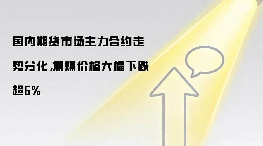 国内期货市场主力合约走势分化，焦煤价格大幅下跌超6%