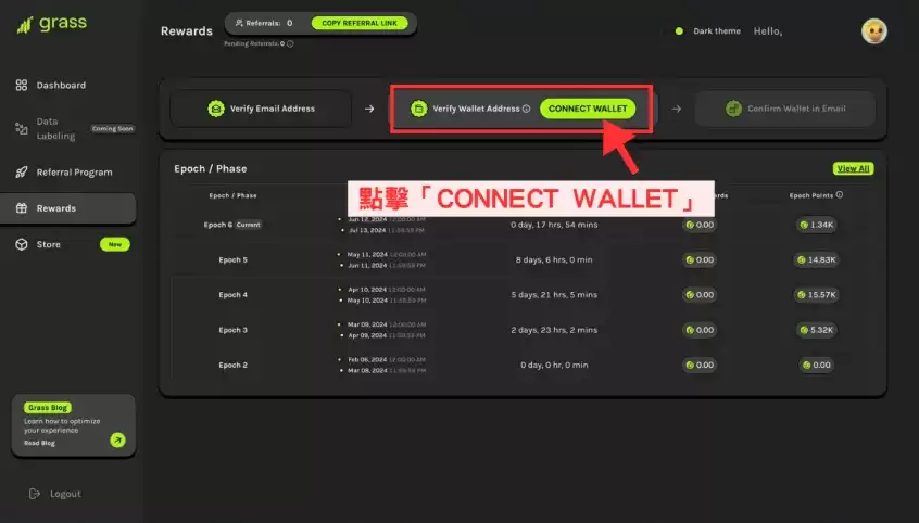 Grass 挖矿:wallet绑定与Email 验证步骤教学