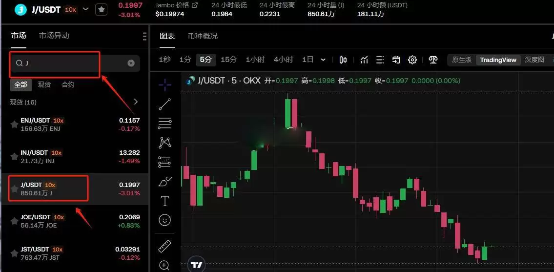 搜索J币交易对