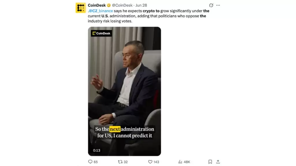 CZ 专访:获赦重返美国,欲打造美国加密之都