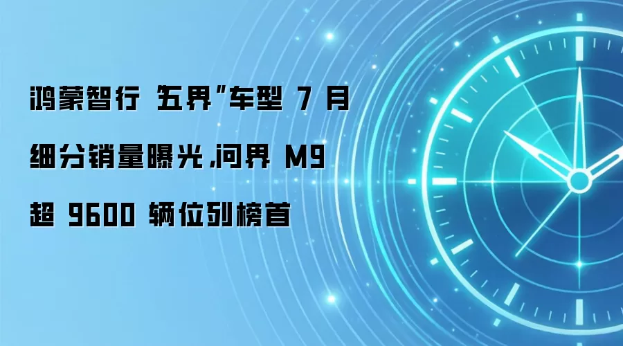 鸿蒙智行“五界”车型 7 月细分销量曝光，问界 M9 超 9600 辆位列榜首