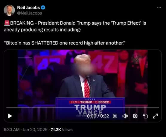 特朗普邀功比特币连创新高皆因特朗普效应！比特币杂志开喷TRUMP币