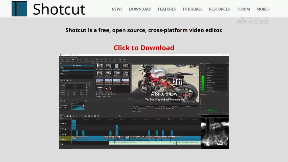 Shotcut – 开源的视频编辑软件，支持多轨剪辑