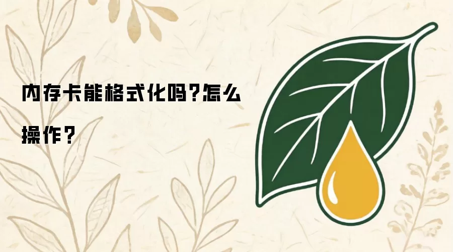 内存卡能格式化吗？怎么操作？