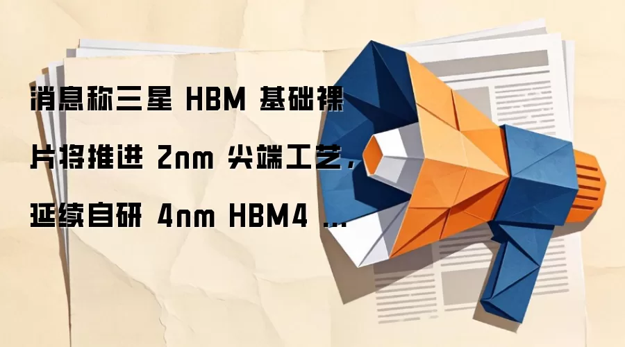 消息称三星 HBM 基础裸片将推进 2nm 尖端工艺,延续自研 4nm HBM4 路线