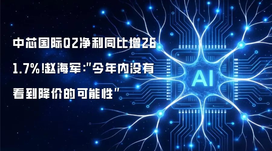 中芯国际Q2净利同比增261.7%！赵海军:″今年内没有看到降价的可能性″