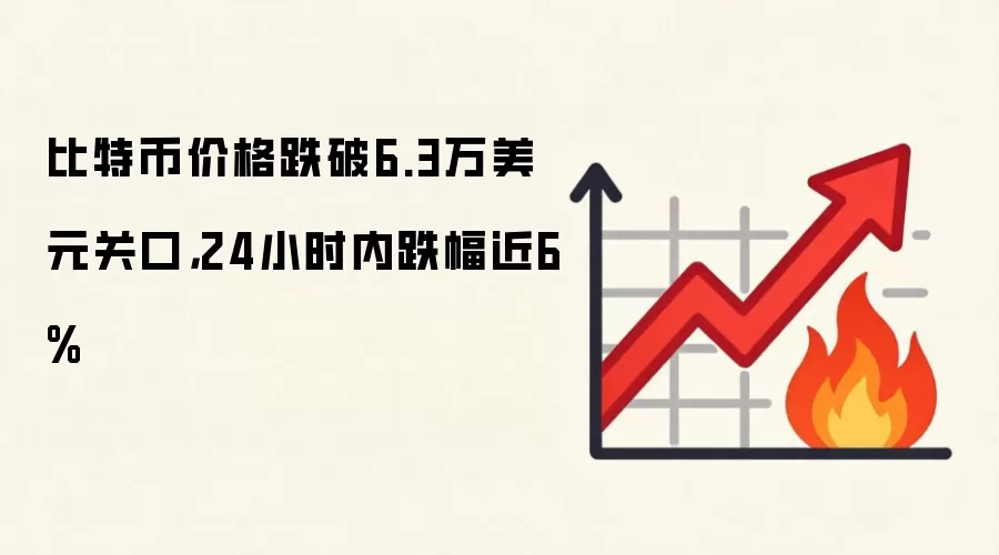 比特币价格跌破6.3万美元关口，24小时内跌幅近6%