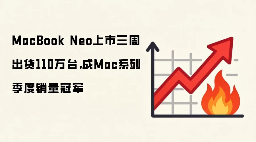MacBook Neo上市三周出货110万台，成Mac系列季度销量冠军
