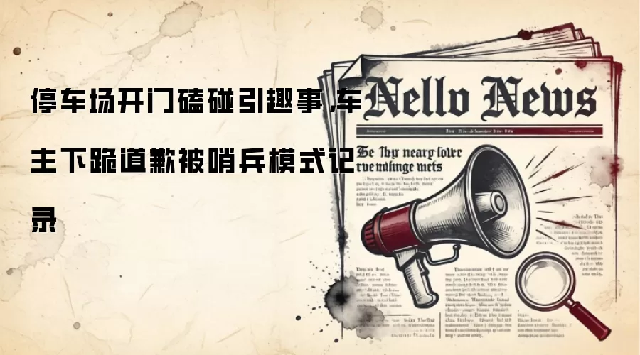 停车场开门磕碰引趣事，车主下跪道歉被哨兵模式记录