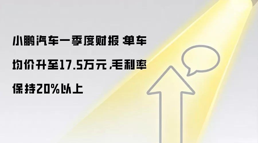 小鹏汽车一季度财报：单车均价升至17.5万元，毛利率保持20%以上